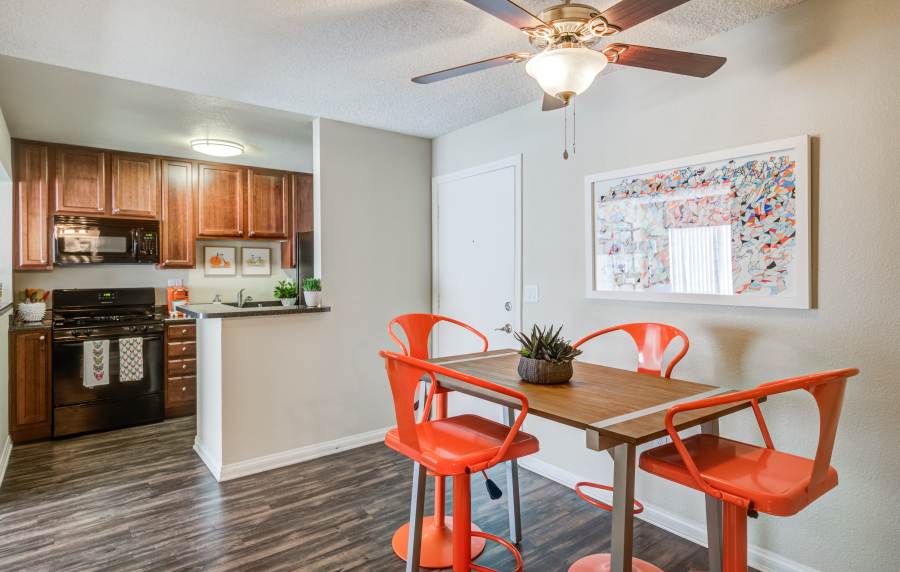 Dining area at UCA Apartment Homes in Fullerton,California