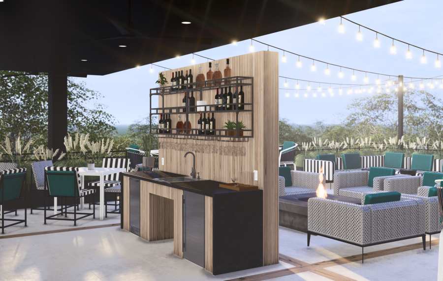 Community kitchen for the residents at Zinc 1501 in Sacramento, California