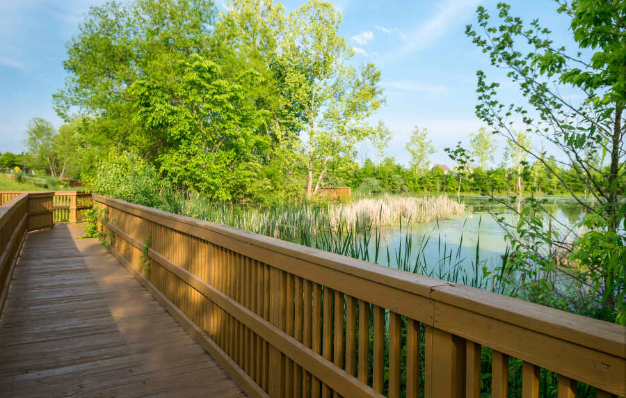 Walkway bridge with under lake at O'Fallon, Missouri near Altair At The Preserve