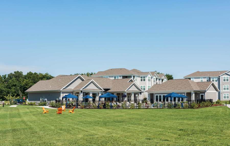 Outside view of the building at Altair At The Preserve in O'Fallon, Missouri