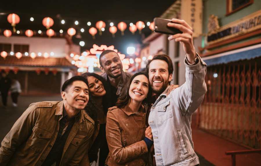 Resident having selfie near Greer Mill Residences in Greer, South Carolina