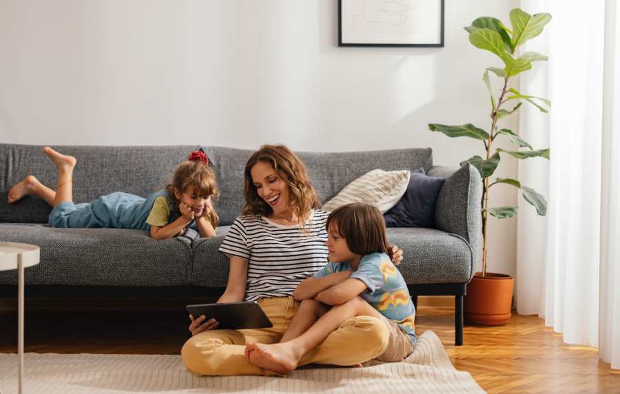 A resident mom with her kids at The Kensley in Spanish Fort,Alabama