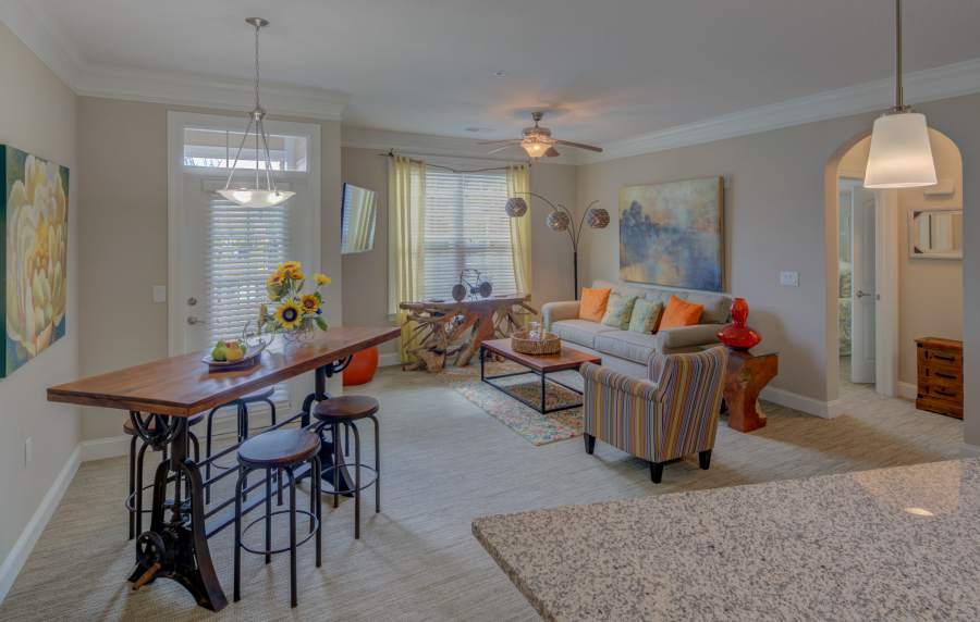 Spacious living room at Red Knot at Edinburgh in Chesapeake, Virginia