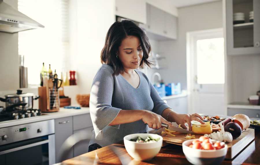 Resident prepping a meal at Emerald Place in Lancaster, Ohio