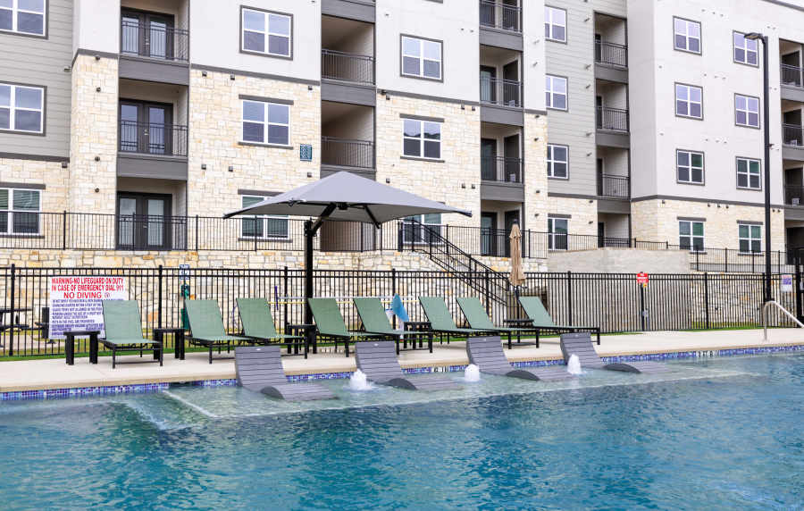 Resort-style swimming pool at Walnut Springs in Seguin,Texas