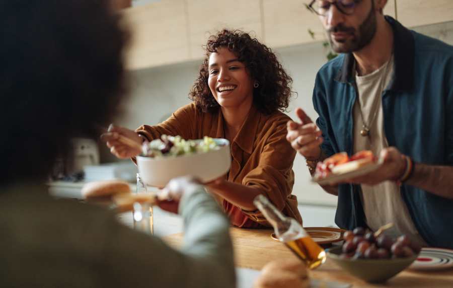 Happy family having food at Walnut Springs in Seguin, 