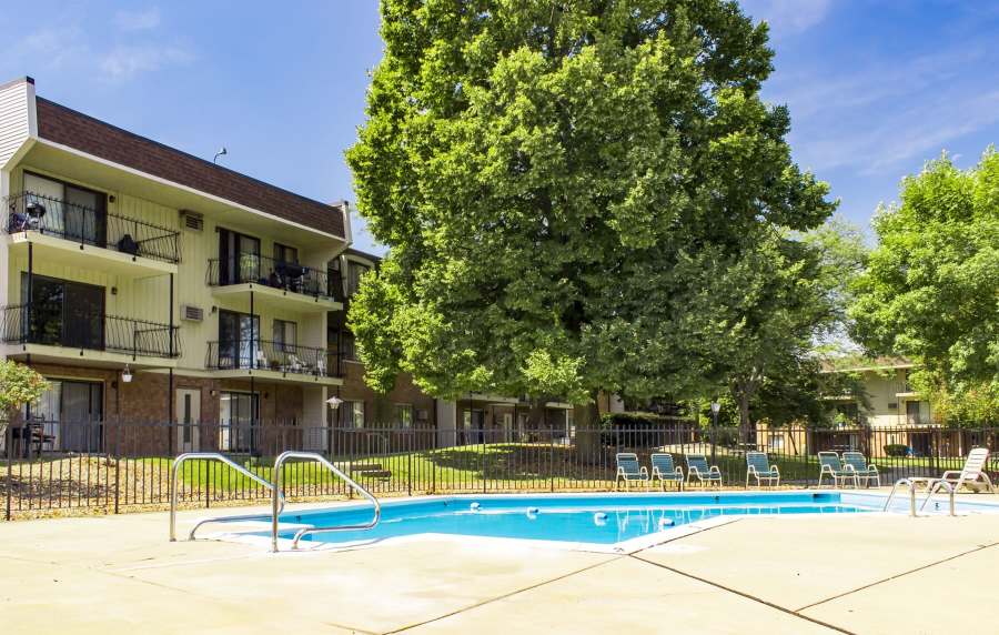 Swimming pool at Broadway Crossing Apartments in Merrillville, Indiana