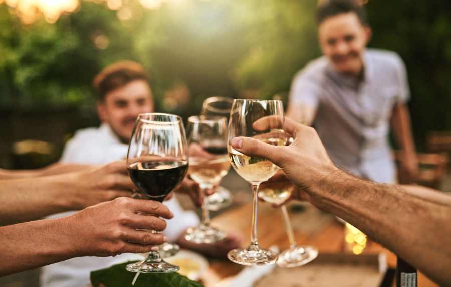 Residents having drinks near Victoria Park Apartments in Davenport,Florida