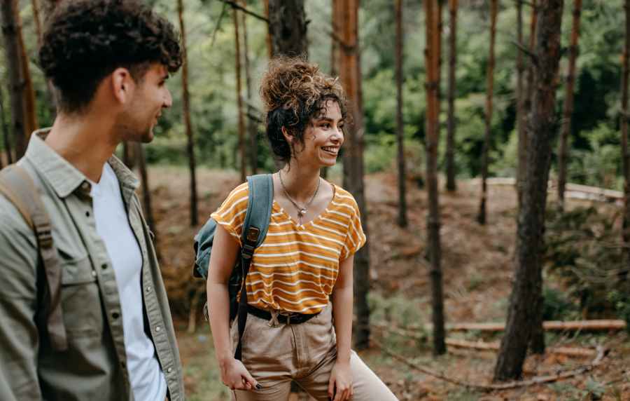 Residents hiking near Terrace at Southern Oaks in Dallas, Texas