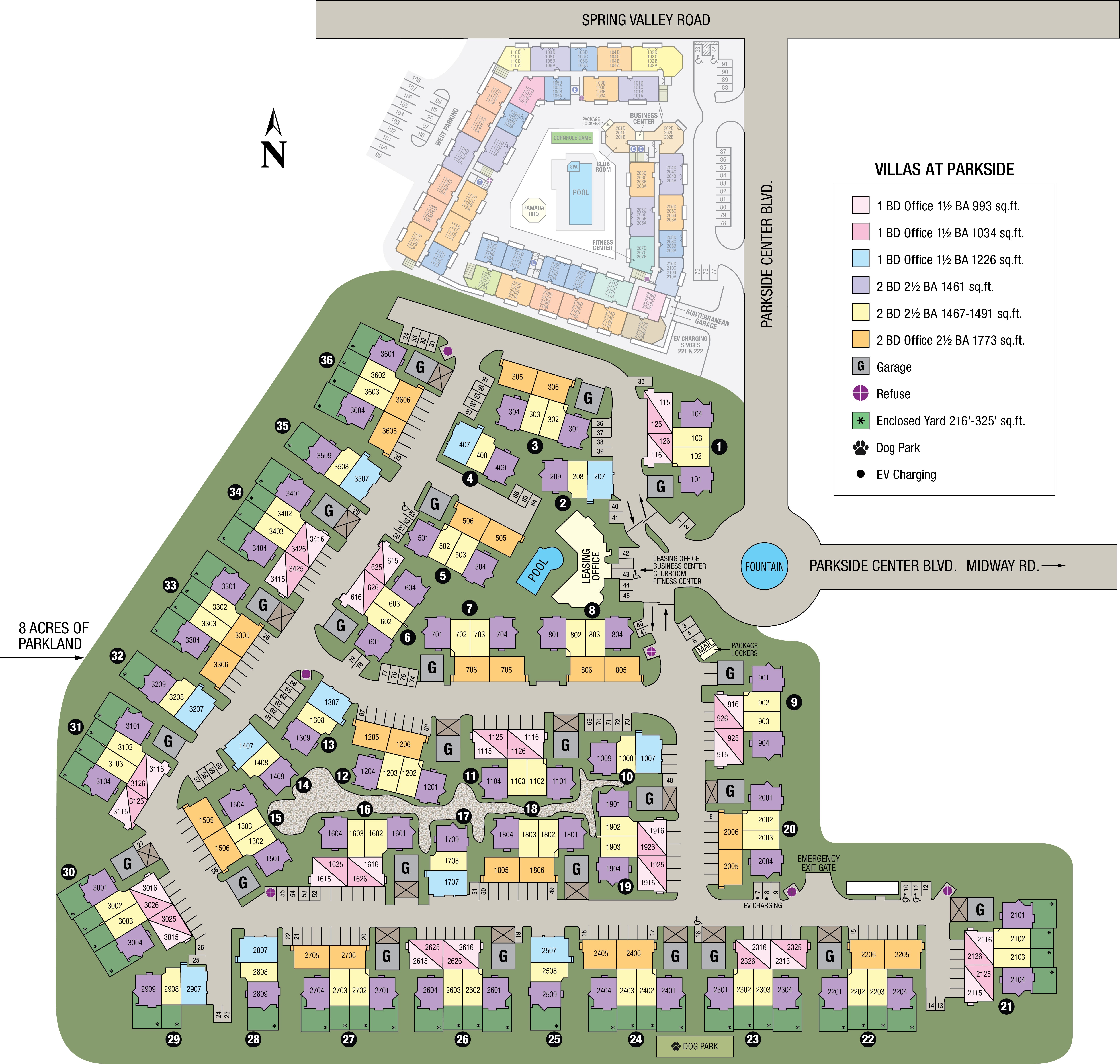Site map of Villas at Parkside in Farmers Branch, TX