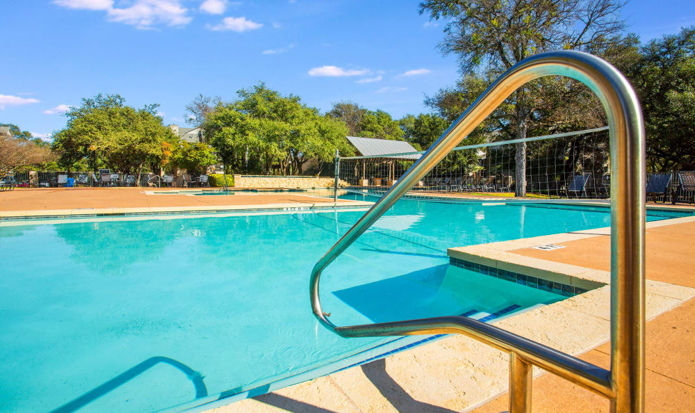 One of the resort-style swimming pools at Riata Austin in Austin, Texas