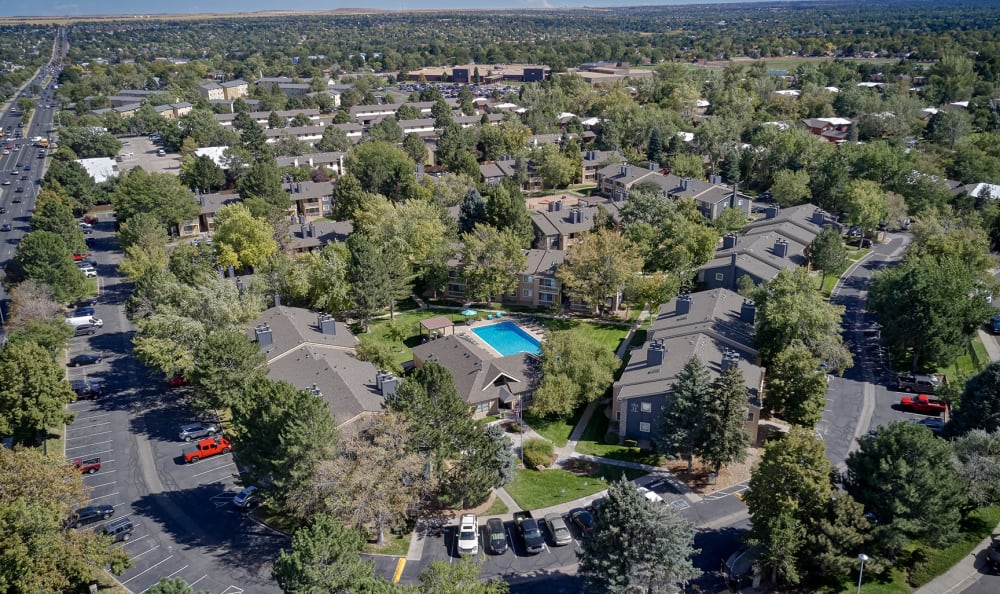 Aeriel of apartments at City Center Station Apartments in Aurora, Colorado