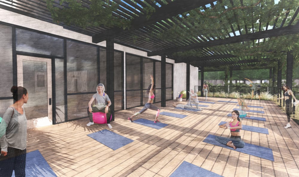 Yoga room rendering at Riata Austin in Austin, Texas