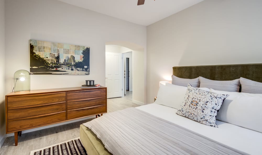 Urban modern bedroom at Riata Austin in Austin, Texas