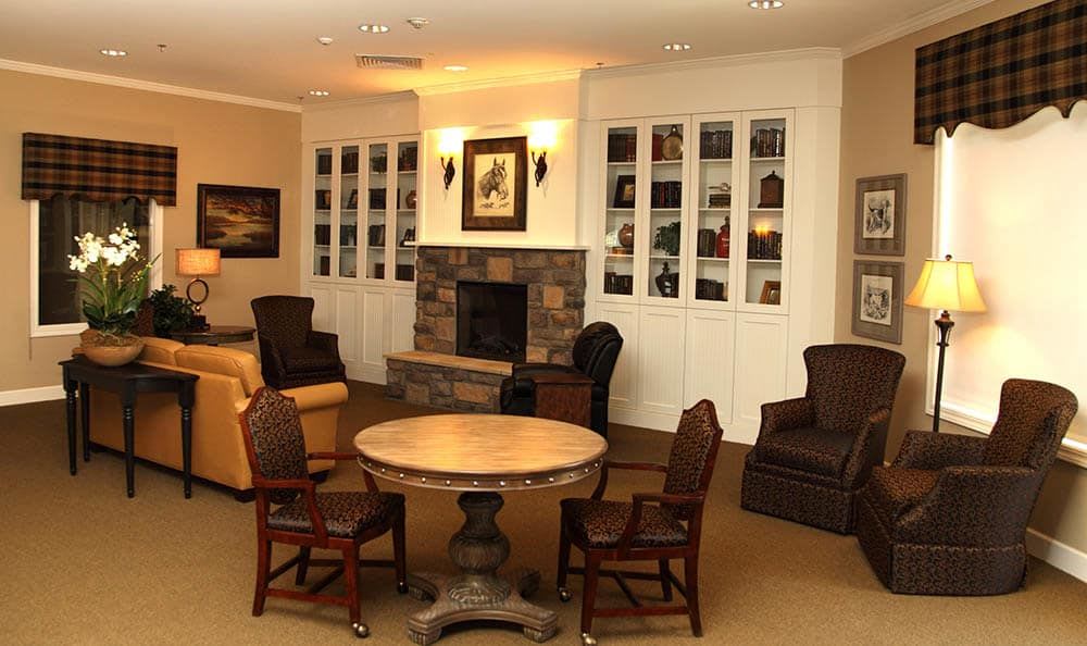 Fireplace lounge at Glenwood in Dublin, Ohio