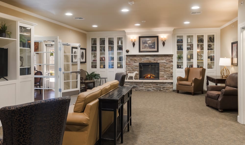 Fireplace at Memory Care Facility in Lansing, Michigan