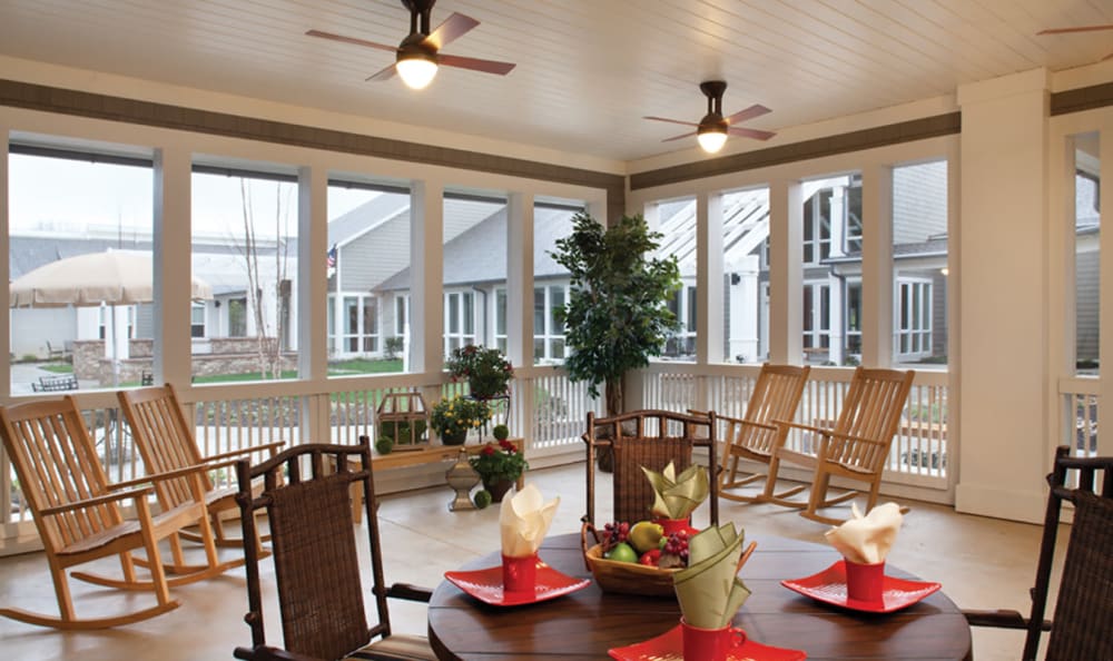 Patio dining area at Concord Place Memory Care in Knoxville in Knoxville, Tennessee