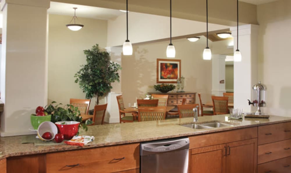 Community cafe and kitchen at Concord Place Memory Care in Knoxville in Knoxville, Tennessee