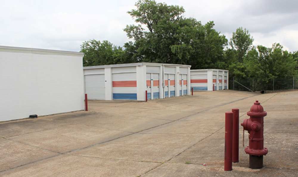 A row of units at American Mini Storage in Jackson, Mississippi