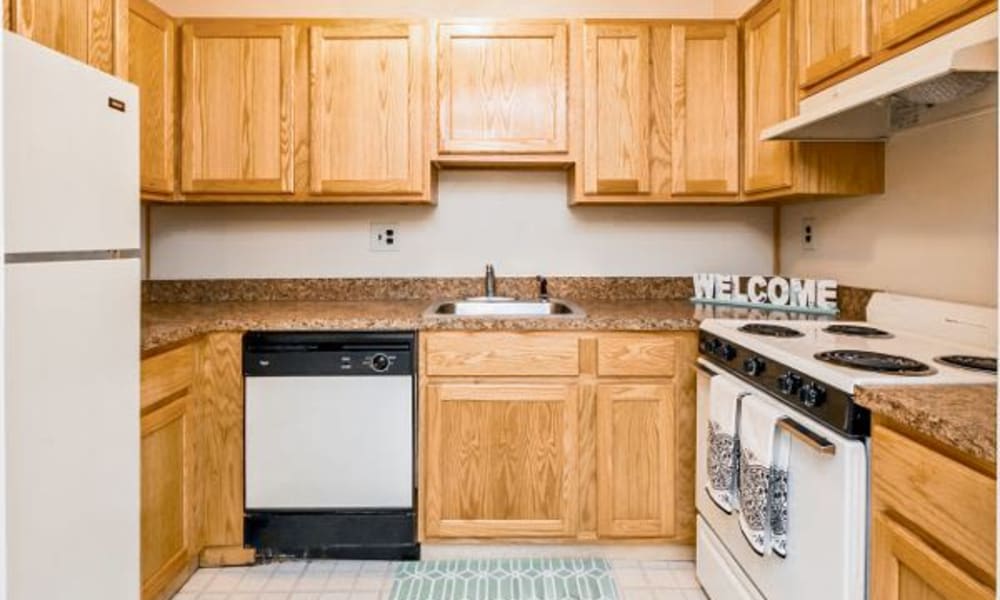 Fully equipped kitchen at Lincoln Park Apartments & Townhomes in West Lawn, PA