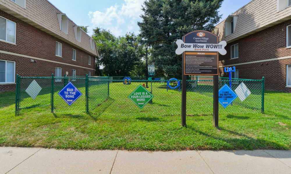 Dog park at Country Village Apartment Homes in Dover, Delaware.