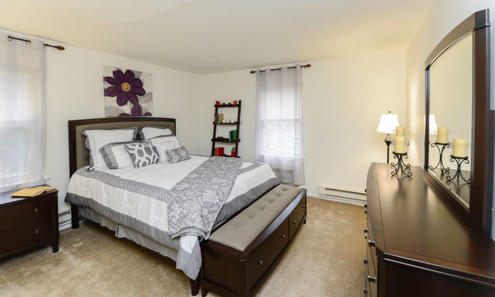 Modern bedroom at apartments in Eatontown, New Jersey