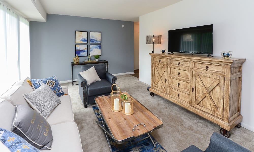 Model living room at Country Village Apartment Homes in Dover, Delaware.