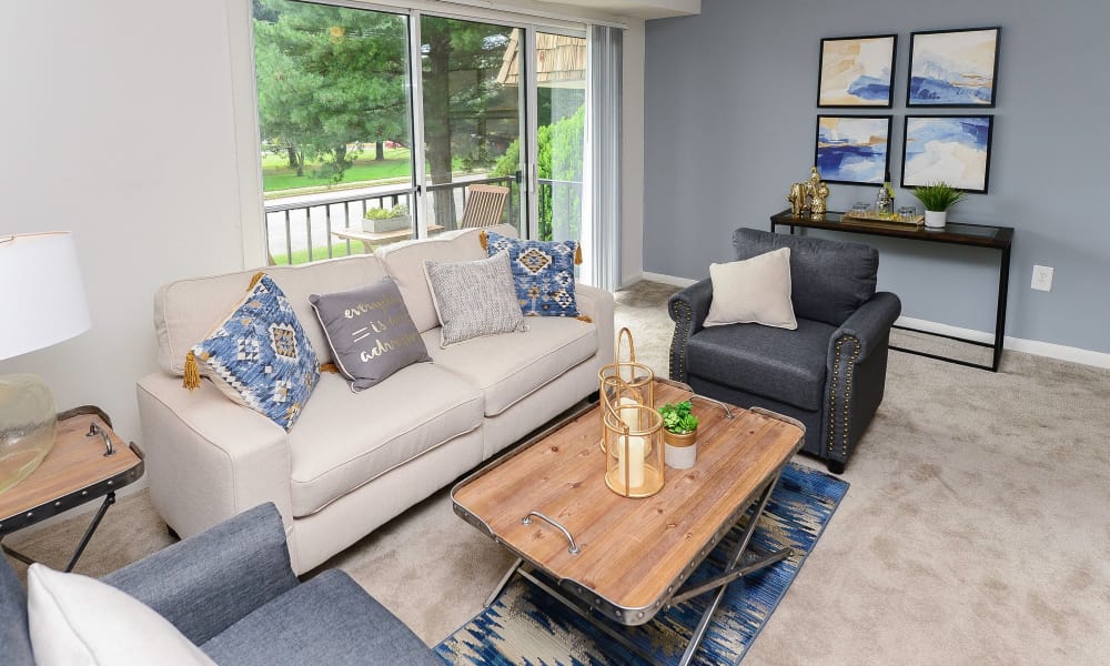 Model living space at Country Village Apartment Homes in Dover, Delaware.