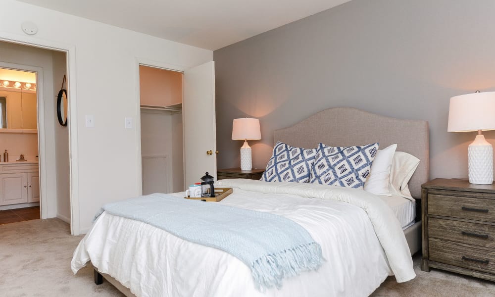 Model bedroom at Country Village Apartment Homes in Dover, Delaware.