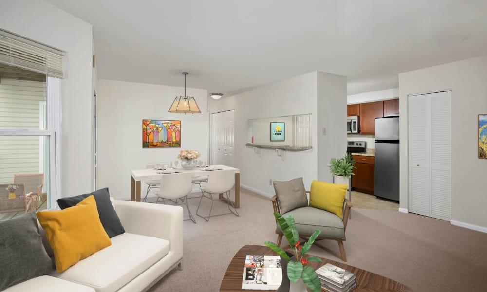 Enjoy a luxury living room at Gateway Village Apartments in Jessup, MD