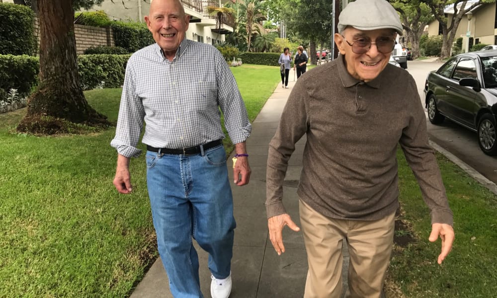 Senior men walking in Pasadena, California