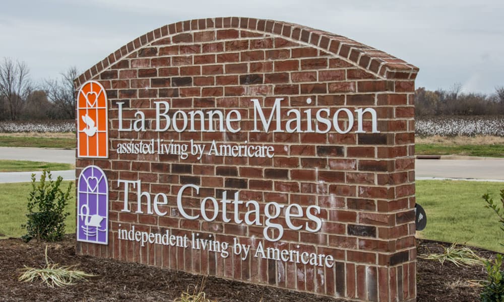 Welcome sign at our senior living community at La Bonne Maison Senior Living in Sikeston, Missouri