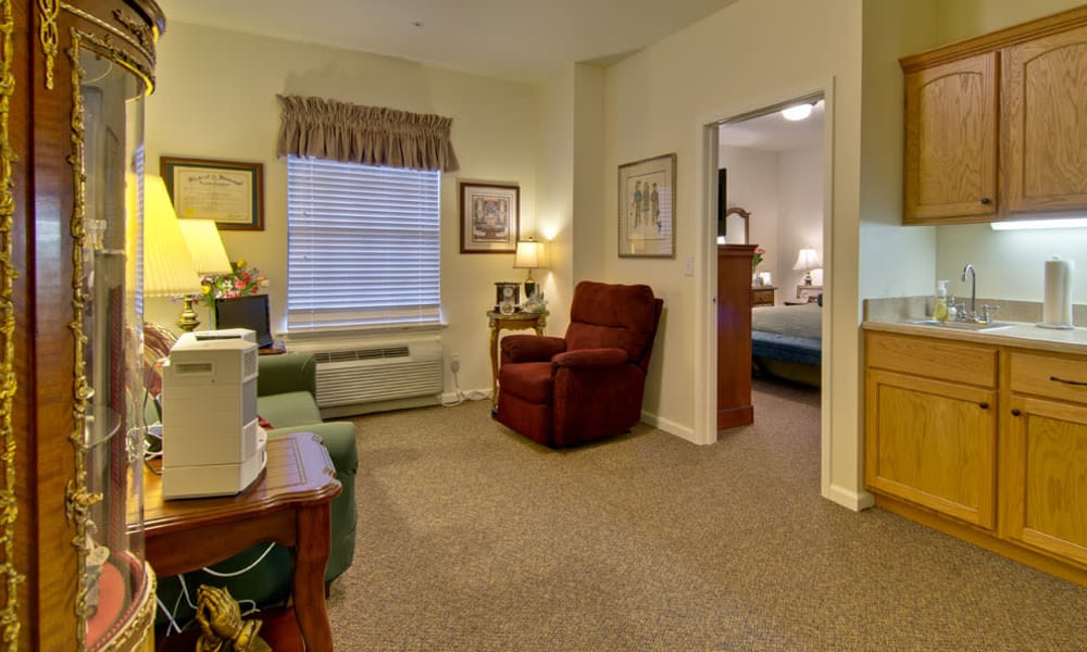 Cozy floor plan for assisted living residents at Olive Grove Terrace Senior Living in Olive Branch, Mississippi