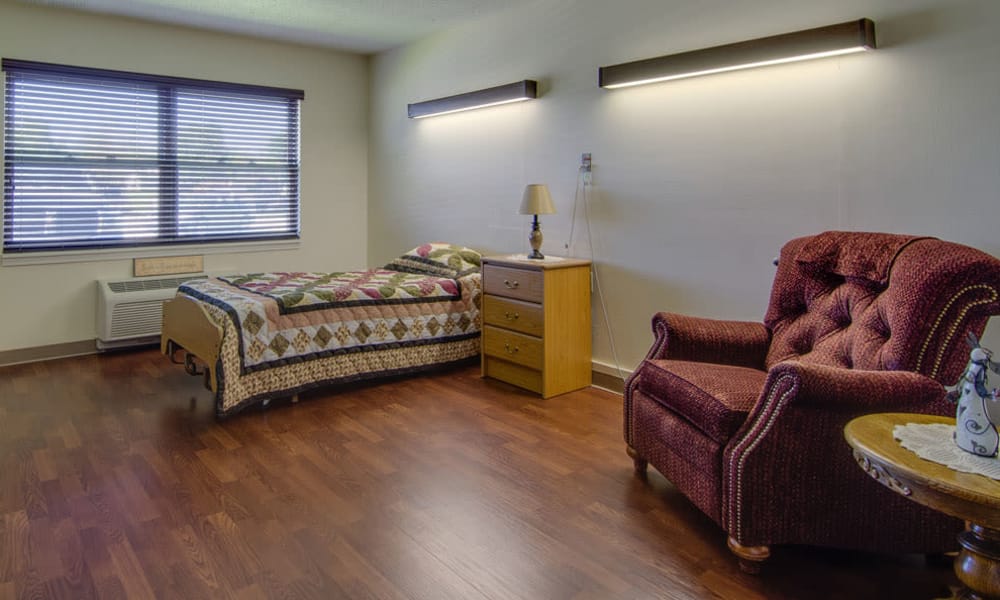 Single bedroom floor plans available at Osage Nursing Center in Osage City, Kansas