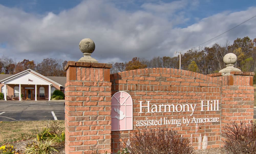 Branding and Signage outside of Harmony Hill in Huntingdon, Tennessee