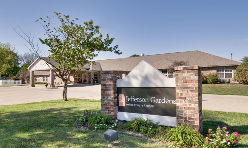 Branding and Signage outside of Jefferson Gardens Senior Living in Clinton, Missouri