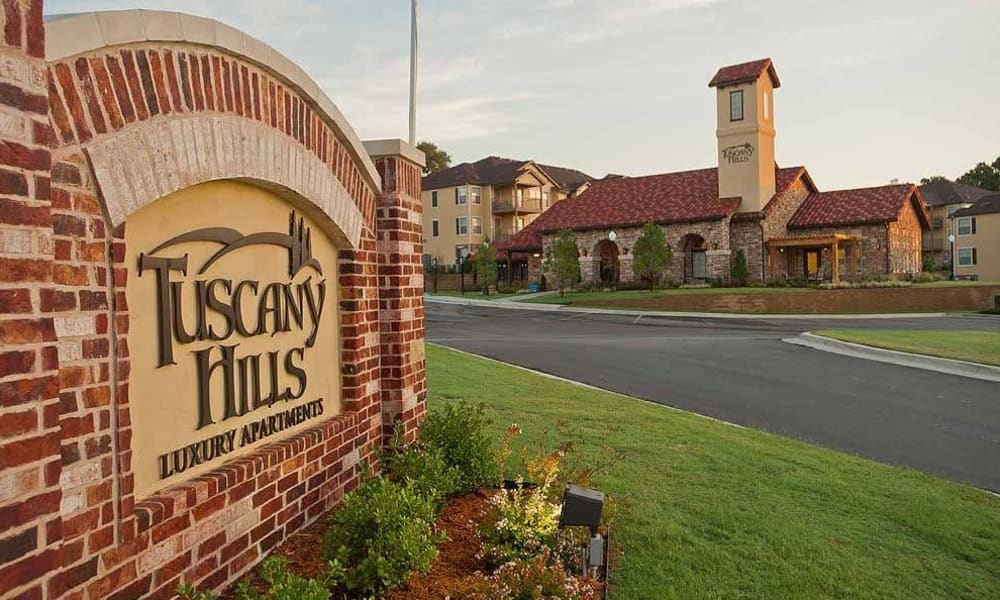 The sign in front of Tuscany Hills in Tulsa, Oklahoma