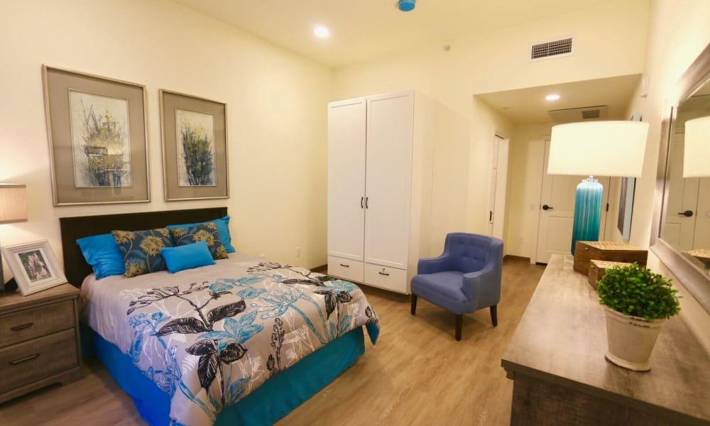 Resident bedroom at Westwind Memory Care in Santa Cruz, California