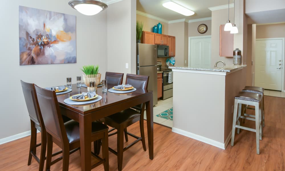 Modern design and fixtures in a kitchen at Estancia at Ridgeview Ranch in Plano, Texas