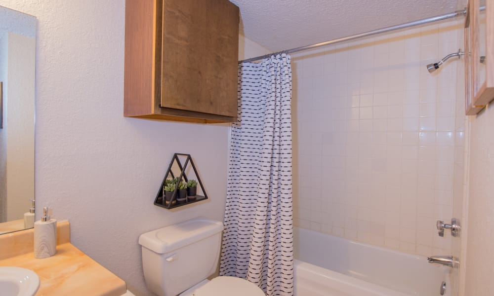 Clean bathroom at Eagle Point Apartments in Tulsa, Oklahoma
