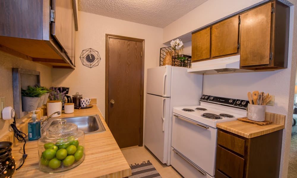 Well lit kitchen at Eagle Point Apartments in Tulsa, Oklahoma