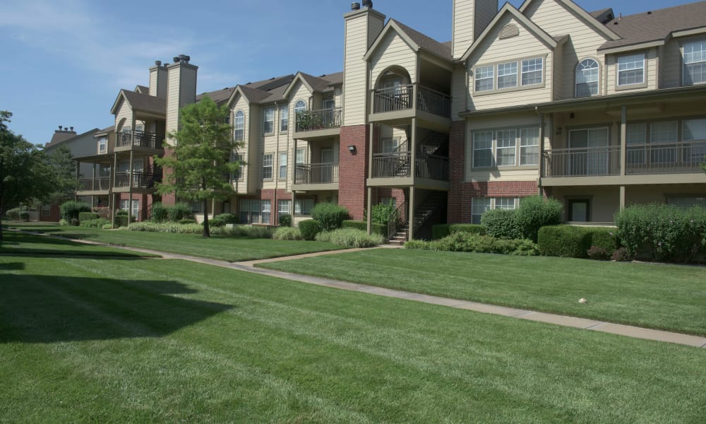 Walkway between apartments at Newport Wichita in Wichita, Kansas