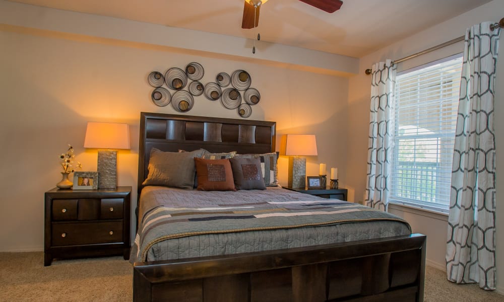 A large apartment bedroom at Nickel Creek Apartments in Tulsa, Oklahoma