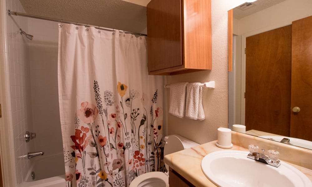 Spacious bathroom at Sunchase Apartments in Tulsa, Oklahoma