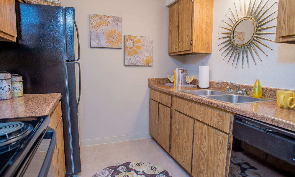 Spacious kitchen at The Greens of Bedford in Tulsa, Oklahoma