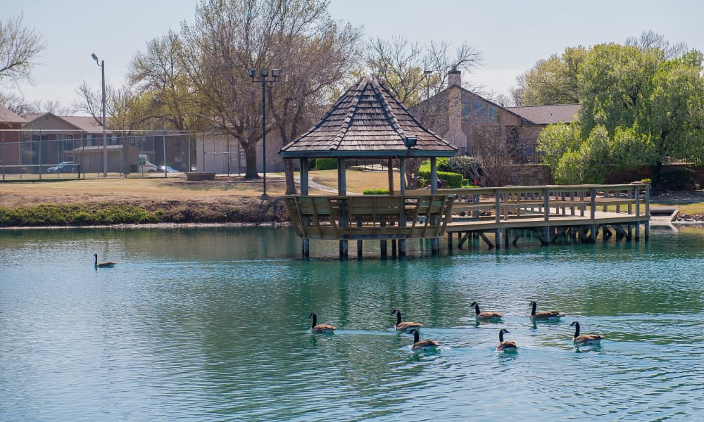 The pond in front of Waters Edge in Oklahoma City, OK