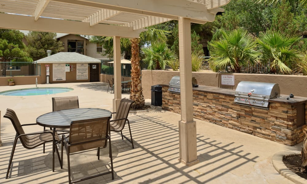 An outdoor patio area at Acacia Park Apartments in El Paso, Texas