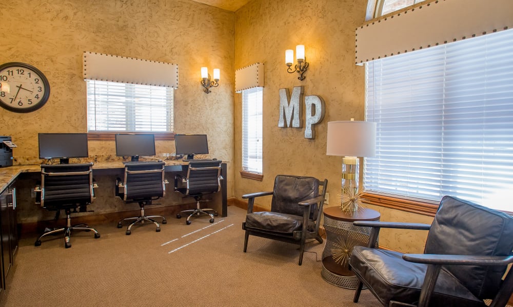 Business center at Mission Point Apartments in Moore, Oklahoma