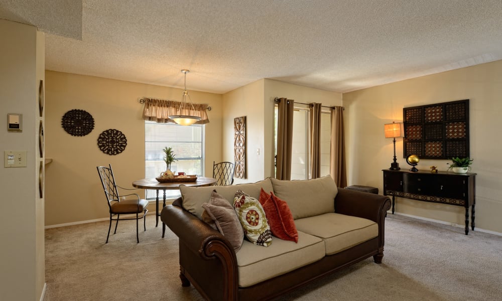 An apartment living room at Mountain Village in El Paso, Texas