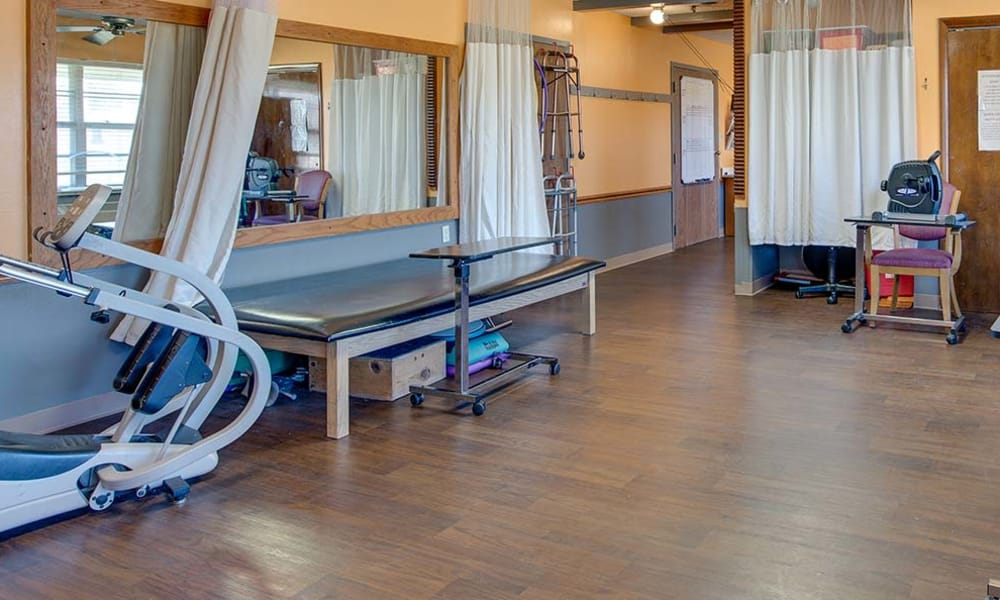 Physical rehabilitation room at Wheatland Nursing Center in Russell, Kansas